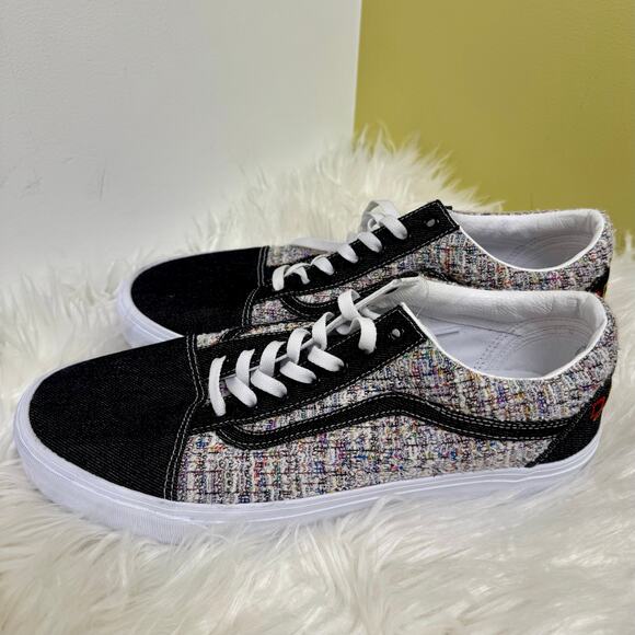 VANS 2024 Old Skool Pride Rainbow Tweed Sparkle Black Denim Shoes Mens Sz 12 - Picture 2 of 13